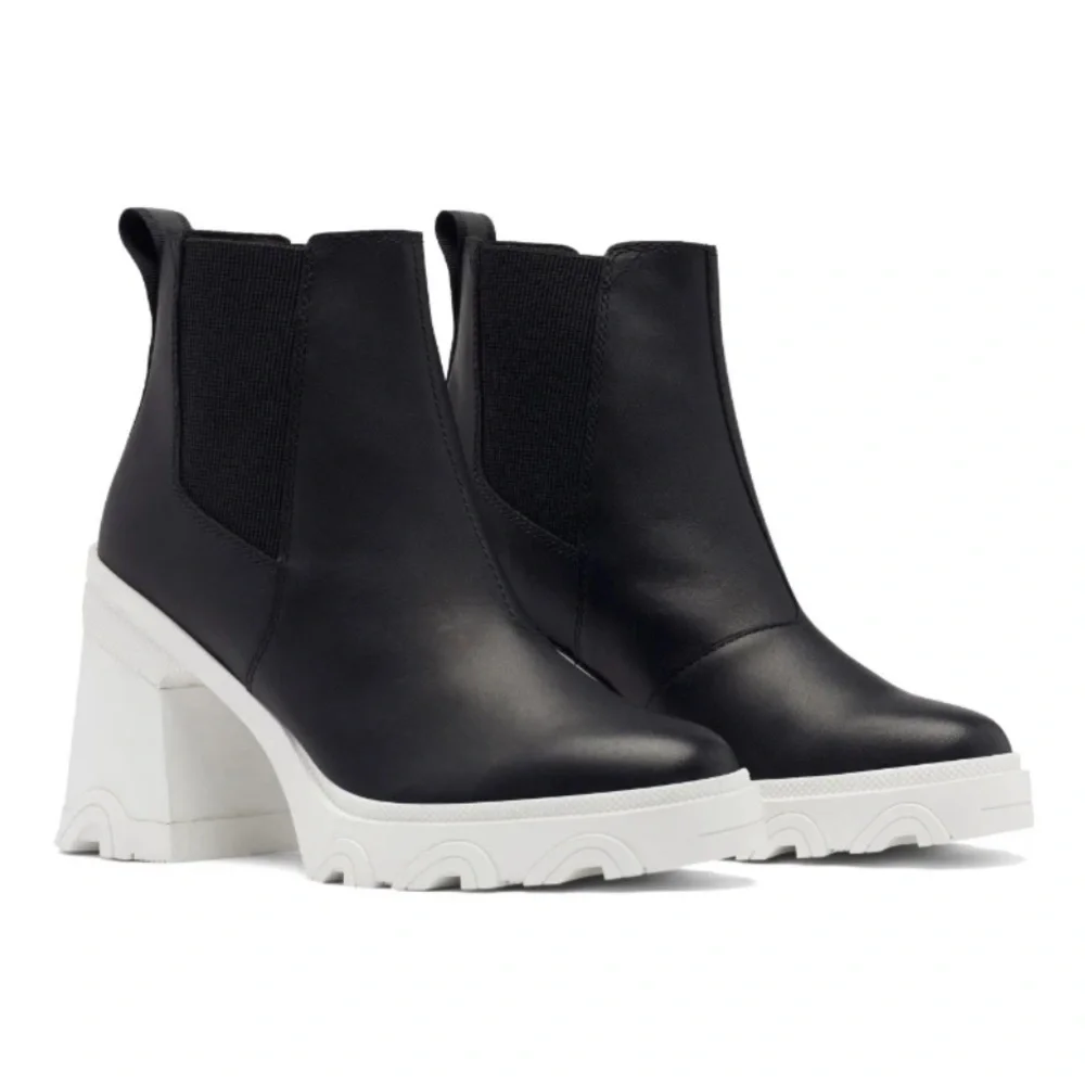 SOREL Woman's Brex Waterproof Chelsea Boot, Black/White, Size: 8